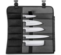 KAI Wasabi Black estuche de cuchillos equipado - cuchillo multiusos 10 cm, Deba 15 cm, Nakiri 16,5 cm, Santoku 16,5 cm, Yanagiba 21 cm - acero inoxidable 6A/1K6 pulido 58 (±1) HRC - mango negro