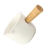KAILIKETIY Jarra de Crema de Cerámica con Mango de Madera para Espresso, Taza Pequeña con Pico Estrecho, Diseño Elegante y Resistente para Uso en Cocina o Bar