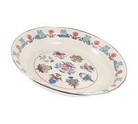KAILIKETIY Plato Esmaltado Vintage Estilo Chino de 30 Cm, Diseño Retro Patrón de Flores, Fácil de Usar y Acabado Fino para Picnic y Restaurante