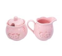 KAILIKETIY Set de Jarra de Leche y Azucarero de Cerámica Rosa Diseño Creativo y Natural para Restaurantes y Hoteles, Accesorio Elegante para Servir en Cocina