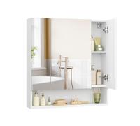 VASAGLE Kailyn Colección - Armario de Baño con Puertas de Espejo, Armario de Pared de Baño, Armario de Pared con Espejo, Estantes Ajustables, 16,5 x 70 x 75 cm, Blanco Nube BBK129W01V1