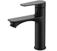 KAIMEIYU Grifo Lavabo Latón Grifo Monocomando para Lavabo Mezclador de Lavabo Agua Fría y Caliente Grifo para Baño Mate Negro