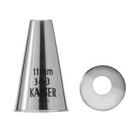 Kaiser Boquilla pastelera 4 11 mm. Profesional para Decorar Calidad Profesional de Acero Inoxidable sin Pliegues ni Bordes con indicación de tamaño Impreso.