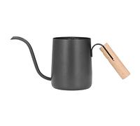 kaisudiAP Hervidor de goteo de pico largo de acero inoxidable negro, tetera con cuello de cisne para café con mango de madera de 350ml para el hogar