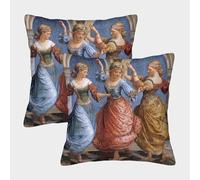 kaiyun Estilo Italiano,Danza renacentista Funda De Cojín De Almohada Cuadrada para Sofá 50x50cm 2 Paquetes con Cremallera