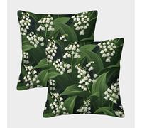 kaiyun Lirio del Valle,Campanilla Blanca-Flores con Forma Cojín Almohada 3D Suave Al Tacto,sofá Silla Muebles para El Hogar 50x50cm 2 Paquetes