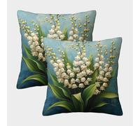 kaiyun Lirio del Valle,Estilo Pintura al óleo Cojín Almohada 3D Suave Al Tacto,sofá Silla Muebles para El Hogar 50x50cm 2 Paquetes