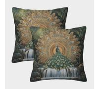 kaiyun Mandala de Pavo Real,Hermosa Cascada Fundas De Almohada Cojín Decorativo para Sofá Decoración Coche 40x40cm 2 Paquetes