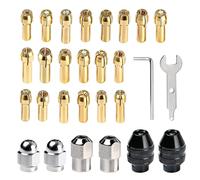 Kaiyzo Juego 28 Piezas Portabrocas Pinzas Cobre 0.5-3.2 mm, Mandrino Sin Llave, Compatible con Dremel 4485 4486, Tuercas Metálicas y Llaves Incluidas