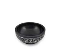 Kaizen Casa Cuenco de piedra natural tallado a mano, diseño de hoja blanca, tamaño 5 x 2 pies, cuenco ritual negro, para joyería, cocina, mesa, regalo, regalo