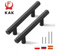 KAK 20 piezas manija de cocina de oro cepillado, tirador de puerta de barra en T de acero inoxidable, pomos y tiradores de gabinete de 76mm y 96mm, manija de muebles negra 20pcs Black 128mm
