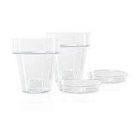 Kalapanta - Maceta de plástico Transparente para orquídeas con Agujeros de Drenaje y platillo (2, Ø 16 cm), Maceta para Interior, Producto Fabricado en Italia