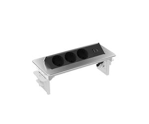 Kalb | 3 enchufes Voltaris con USB A/C, regleta de 230 V CA 16 A, panel de conexión de mesa para muebles, enchufe empotrable con puertos USB, enchufe múltiple retráctil, enchufe europeo de protección