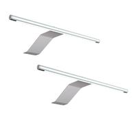 kalb aplique LED de superficie 340x170x40 mm para armarios con módulo LED 12 V CC 4 W 230 lm con interruptor y fuente de alimentación (gris plata, juego de 2 piezas, blanco cálido)