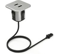 kalb | Cargador USB-C empotrable ConnectC Doble, 20W, módulo empotrable de 25 mm para Muebles, tableros de Mesa y encimeras, Toma USB-C, Sistema de conexión Mini LED Gris Plata