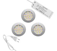 kalb | focos LED cocina bajo mueble Orbis set 3 12V 4000K gris plata con transformador focos empotrables mueble iluminación encimera 70 mm