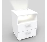 Kalb Mila - Mesita de noche con luz LED integrada, intensidad regulable, color blanco