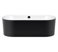 KALDEWEI CLASSIC DUO Ovalada, bañera independiente, 180x80x42 cm, con delantal de color exterior negro, 111-7, 291249133001, Color: blanco alpino con efecto perla
