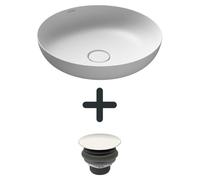 Kaldewei MIENA, lavabo de encimera, modelo 3180, diámetro 45 cm, juego que incluye válvula de desagüe permanente