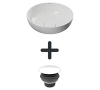 Kaldewei MIENA, lavabo de encimera, modelo 3193, diámetro 31 cm, juego que incluye válvula de desagüe permanente