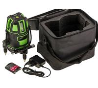 KALEA-INFORMATIQUE Nivel láser de base giratoria, 5 líneas verticales y horizontales, líneas verdes visibles en interiores y exteriores. Con 2 pilas y accesorios