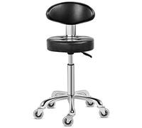 Kaleurrier Taburete con ruedas suaves de doble rueda, cómodo respaldo acolchado, asiento giratorio, altura hidráulica ajustable, resistente y duradera