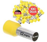 Kalitec 100x Terminales Aislantes 6,0 mm² - Punteras Huecas de Cobre, Negro | Casquillos AWG 10 con certificado UL, 12 mm de largo. Ideales para crimpado en instalaciones eléctricas y cuadros.