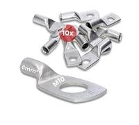 Kalitec 10x Terminales de Cable de 6 mm² M10 - Conectores de Crimpado de | Terminal de tubo DIN EN 13600 galvanizado para sistemas solares y motor. Apto para crimpadora estándar sin orificio visual.