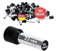 Kalitec 50x Terminales Aislados 25 mm² - Punteras de Cobre 22 mm, Negro