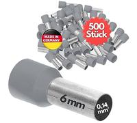 Kalitec AE01406GR - Terminales Aislantes, Conectores Electricos de Empalme (500 unidades, 0,14 mm², 6 mm de largo, color gris), fabricado en Alemania, calidad industrial