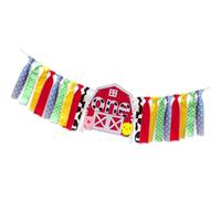 KALLORY Banderines para Silla de Comedor Temática de Granja, Decoración para Fiesta de Cumpleaños Niña, Reutilizables Tela para Uso Interior y Exterior