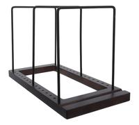 KALLORY Soporte de Mesa para Discos de Vinilo y Estantería para Discos, Madera E Hierro, Marrón, Gran Capacidad, Fácil Montaje, Antideslizante, para Salón y Escritorio