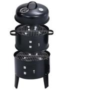 Kaloriko Barbacoa de carbón vegetal 3 en 1, horno para ahumar, parrilla de acero con termómetro, deslizador de ventilación, caja de cenizas de 40 x 80 cm, 2 rejillas de 37 cm, ideal para jardín