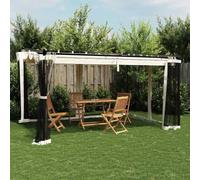 Kaloriko Cenador con paredes de red, 4 x 3 m, acero crema y aluminio, carpa para jardín, con protección UV y techo de agua, pared lateral estable, plegable para terraza, barbacoa al aire libre