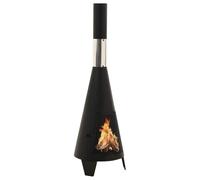 Kaloriko Estufa de jardín de acero de 38 x 38 x 122 cm con atizador y estante, hoguera decorativa para terraza y jardín, eficiente disipación de calor, protección segura contra chispas, ideal para uso
