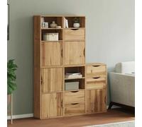 Kaloriko ODDA Juego de 5 armarios auxiliares, 40 x 24 x 79 cm, madera maciza de pino con acabado de cera de miel, almacenamiento modular para salón, cocina, oficina