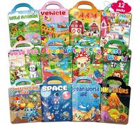 Kalysky 12 libros de calcomanías para niños de 2 a 4, 600+ pegatinas reutilizables 3D para niños, Libro de actividad regalo de cumpleaños juguete