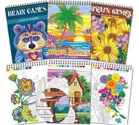 Kalysky 3 Libro de Colorear para Adultos, colorear por números para adultos, 60 patrón-paisaje, flor, animal, Papel perforado A4