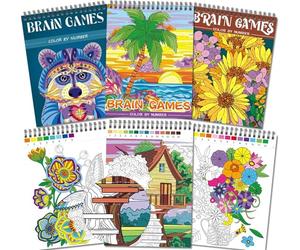 Kalysky 3 Libro de Colorear para Adultos, colorear por números para adultos, 60 patrón-paisaje, flor, animal, Papel perforado A4