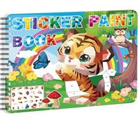 Kalysky Paint by Number Sticker Book, Libro Pegatinas con 10 lindas pegatinas de animales, Juguete regalo de cumpleaños libro de actividad para chicos niñas