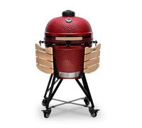 Kamado BONO BBQ - Barbacoa Grande XXL con 6 accesorios - Ø 59 cm Kamado Barbacoa con Accesorios - Parrilla ahumador rojo en la terraza, balcón o jardín