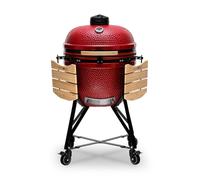 Kamado BONO BBQ - Barbacoa Grande XXL con 6 accesorios - Ø 64 cm Kamado Barbacoa con Accesorios - Parrilla ahumador rojo en la terraza, balcón o jardín