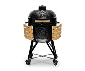 Kamado BONO BBQ - Barbacoa Grande XXL con 6 accesorios - Ø 64cm Kamado Barbacoa con Accesorios - Parrilla ahumadora negra en la terraza, balcón o jardín