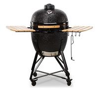 Kamado Bono Grande barbacoa cerámica XXL Ø 59 cm, negra | Barbacoa kamado ahumadora de carbón - incluye 6 accesorios