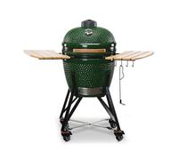 KAMADO BONO Green Egg - Parrilla de carbón vegetal I Kamado de 21 pulgadas con sistema de parrilla de doble zona, ahumador de barbacoa de cerámica para cocinar, ahumar y hornear