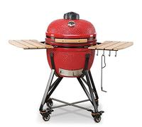 Kamado Bono Media barbacoa cerámica Ø 51 cm, roja | Barbacoa kamado ahumadora de carbón - incluye 6 accesorios