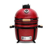 Kamado Bono Minimo barbacoa cerámica Ø 40 cm, roja | Ahumador y horno de carbón para exterior - incluye 5 accesorios