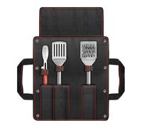 Kamado Joe® Krafted™ - Juego de Herramientas para Parrilla de Barbacoa de 3 Piezas con Funda de Transporte, espátula de Acero Inoxidable, Pinzas y Cepillo de Limpieza para Parrilla