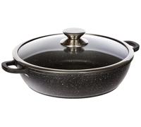 KAMBERG 0008041: Sartén con tapa, de hierro fundido/aluminio fundido, diámetro de 28 cm, apta para cocinas de inducción, con revestimiento antiadherente
