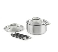 Kamberg - Juego de 2 ollas de 18/20 cm, 2 mangas extraíbles, acero inoxidable 18/10 Triply - Todos los fuegos incluyendo inducción y horno